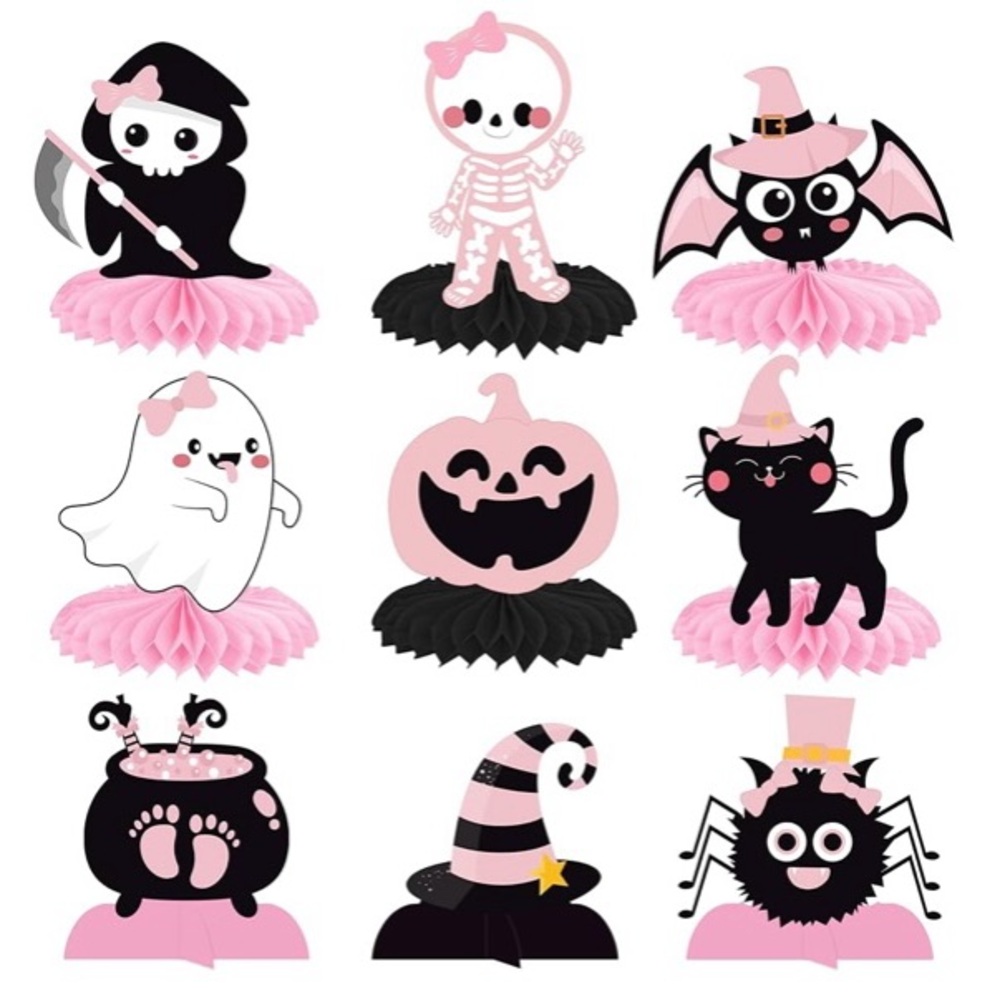 Halloween Party Decorations Set of 12 Pink and Black